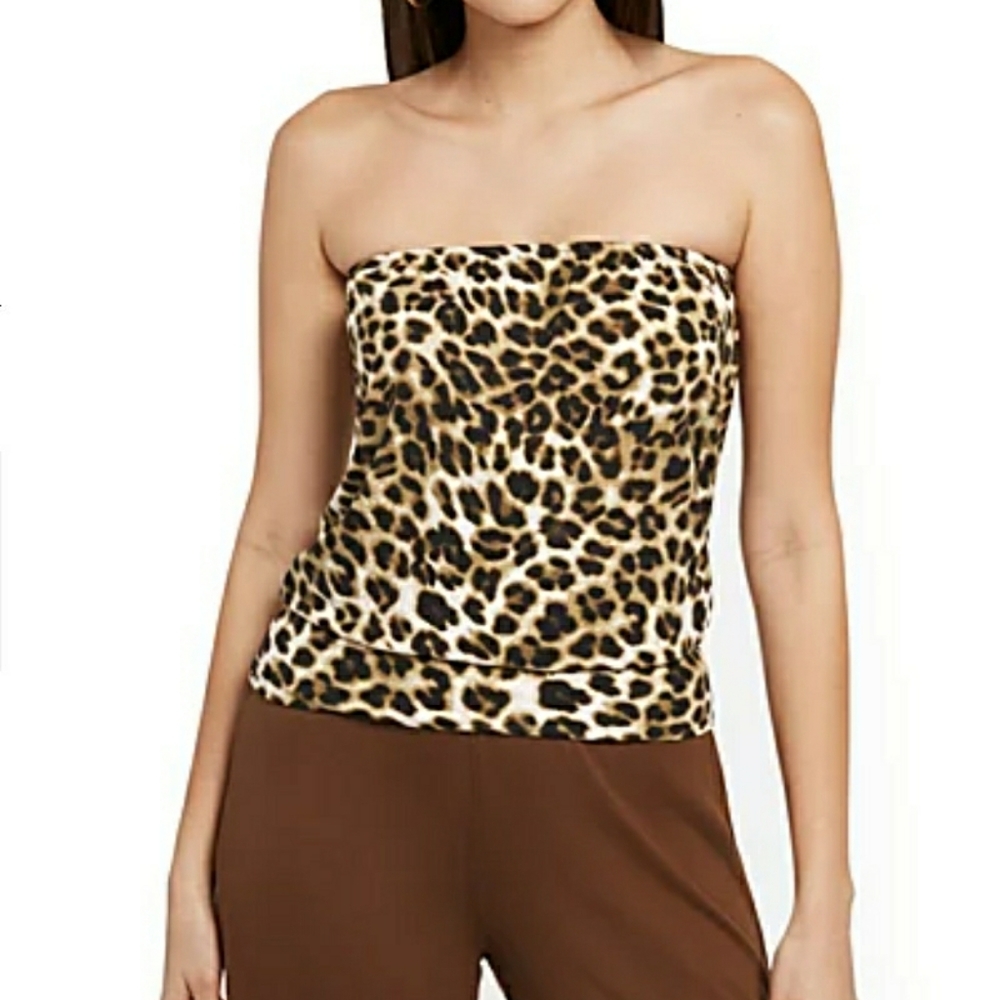 Leopard print strapless tube top